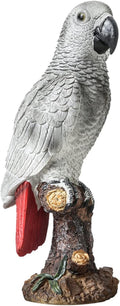Parrot on Stump Statue Tree Hugger Garden Statues, Resin Figurines Lifelike Tropical Bird Sculptures for Patio Lawn Yard Home Desktop Decoration - Grey