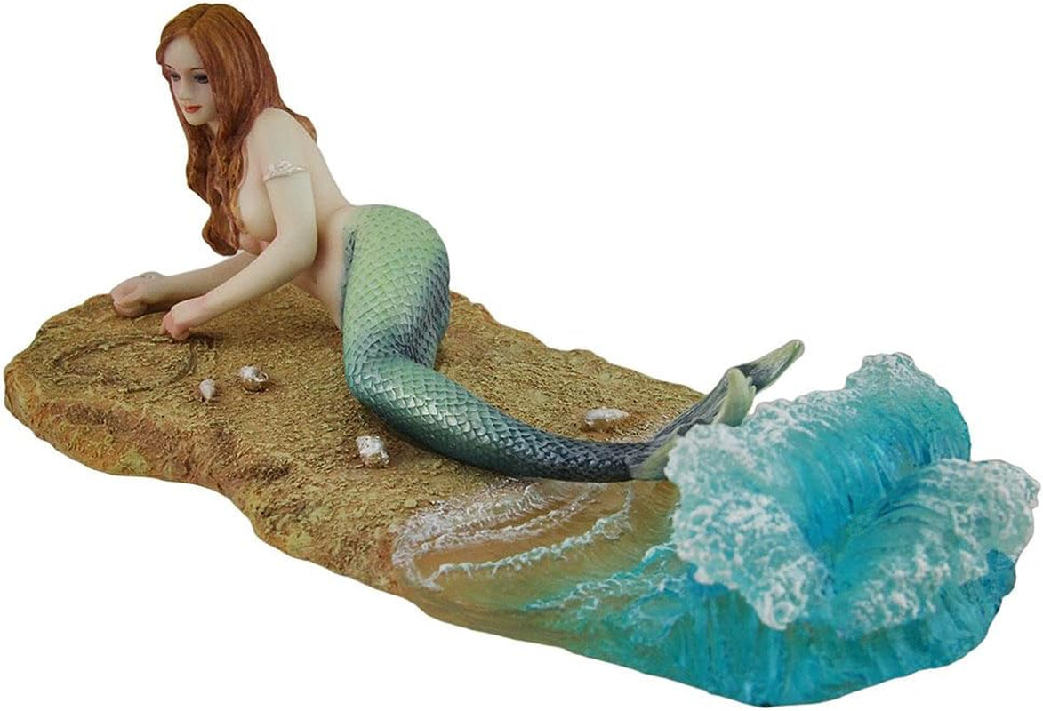 Zeckos Veronese Resin Statues Waiting by Selina Fenech Mermaid Laying on the Beach Statue 10.25 X 3.5 X 4.5 Inches Multicolored