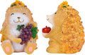 Fall Decorations for Home, 2 Packs Harvest Hedgehog Resin Sculpture with Maple Leaves & Fruits, Autumn Tabletop Ornaments Craft Decor for Thanksgiving and Fall Season