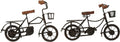 Deco 79 Metal Bike Decorative Sculpture Home Decor Statues with Wood Accents, Set of 2 Accent Figurines 12" X 5" X 7", Black