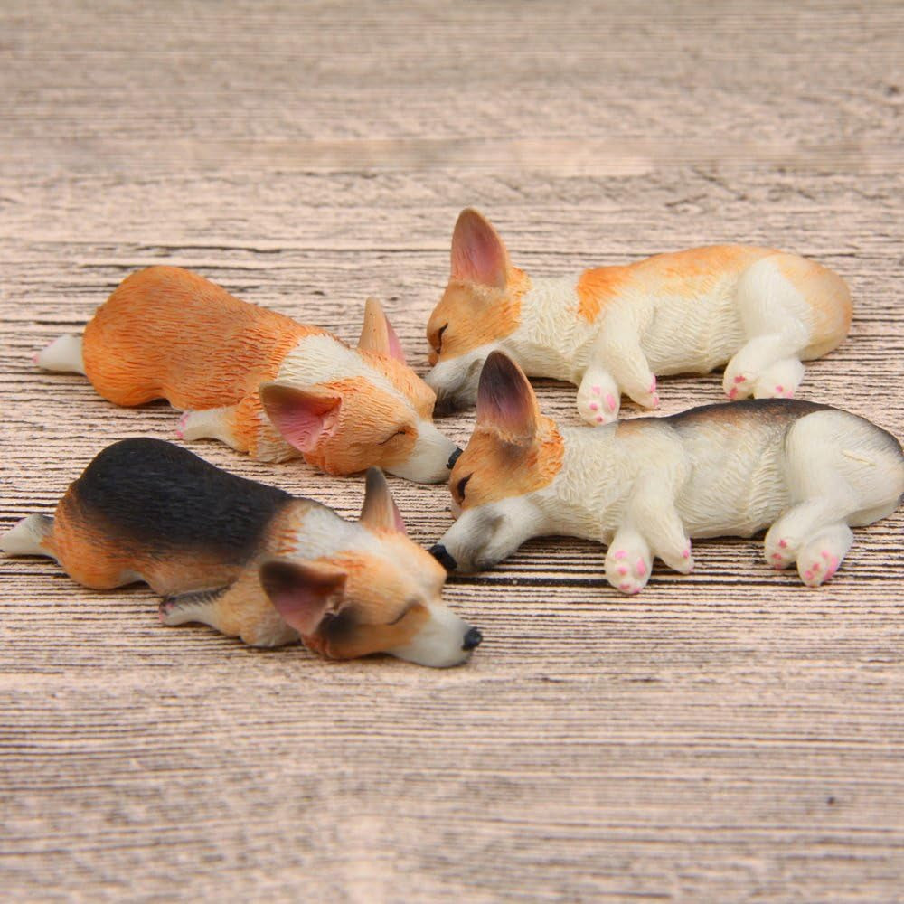 Mini Resin Randomly Ornaments Corgi Dog Figurines Pack of 4