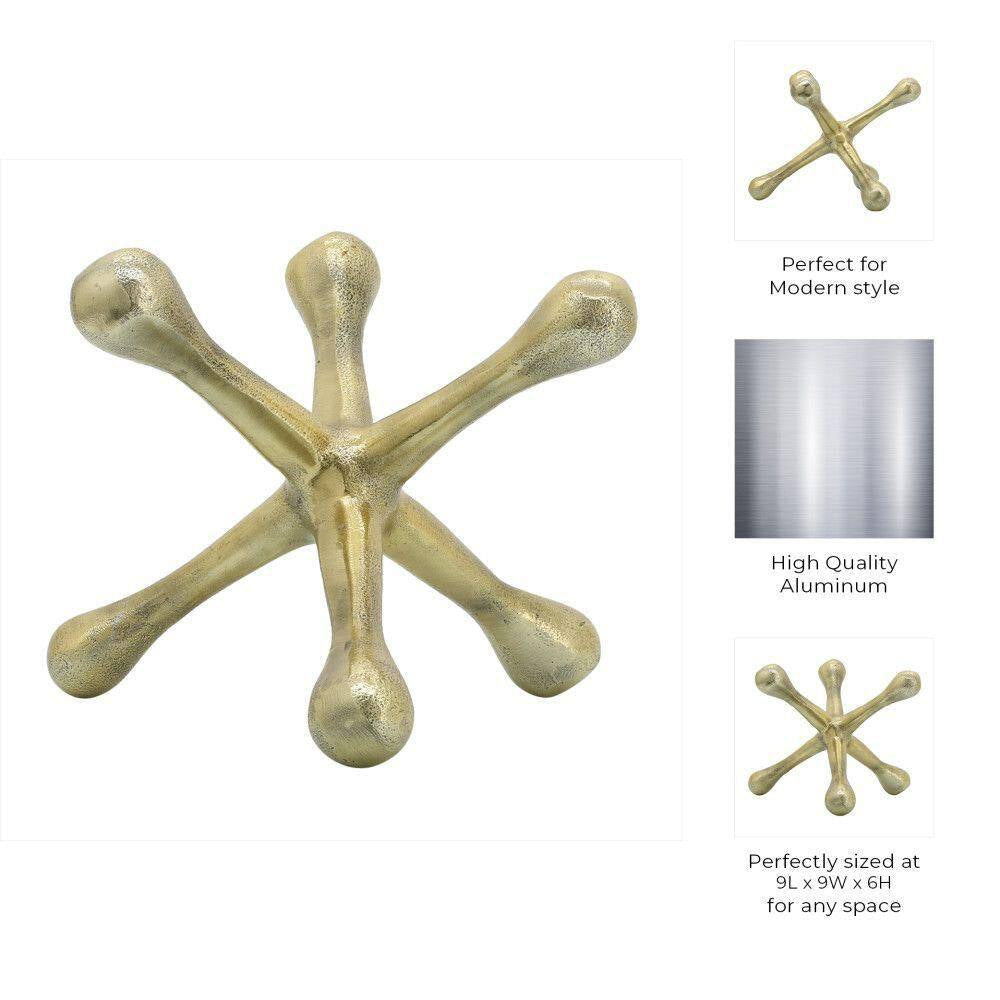 Gold 8 In. X 5 In. Metal Jacks Abstract Sculpture