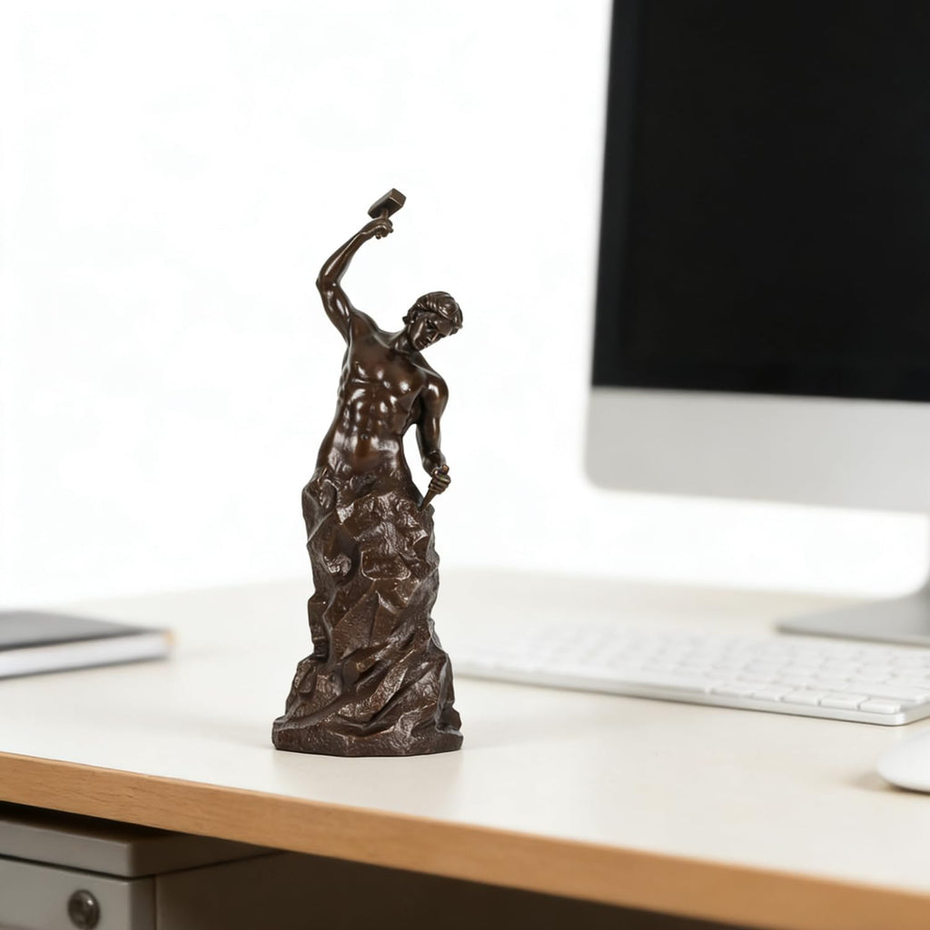 Bronze Self Made Man Statue Abstract Inspirational Sculpture Gorgeous Home Office Decor 10.2 Inches