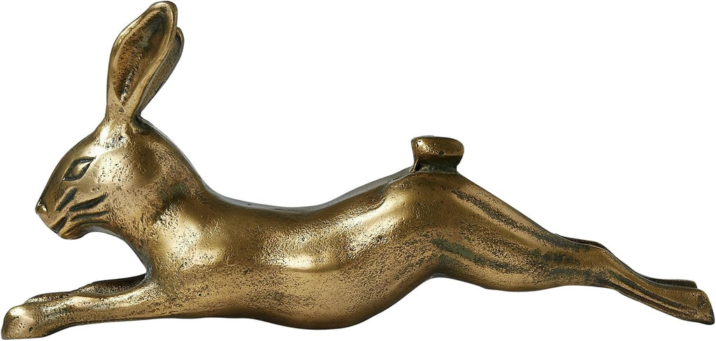 Creative Co-Op Decorative Embossed Aluminum Rabbit, Antique Brass