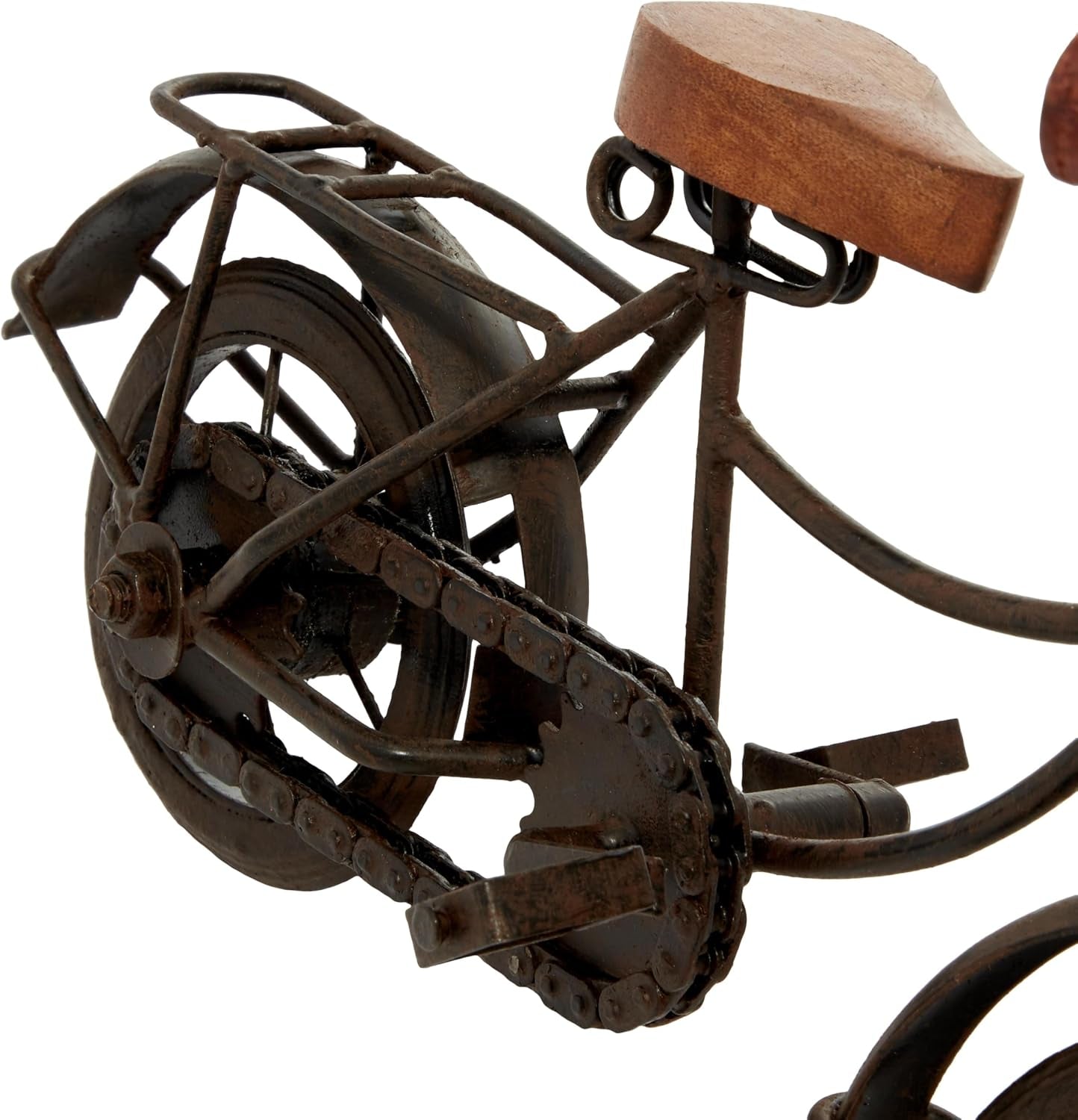 Deco 79 Metal Bike Decorative Sculpture Home Decor Statues with Wood Accents, Set of 2 Accent Figurines 12" X 5" X 7", Black