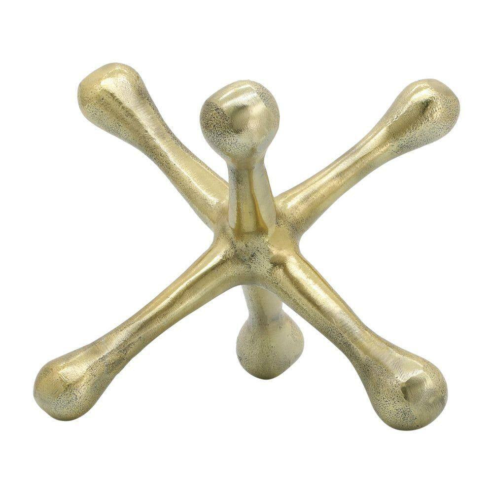 Gold 8 In. X 5 In. Metal Jacks Abstract Sculpture