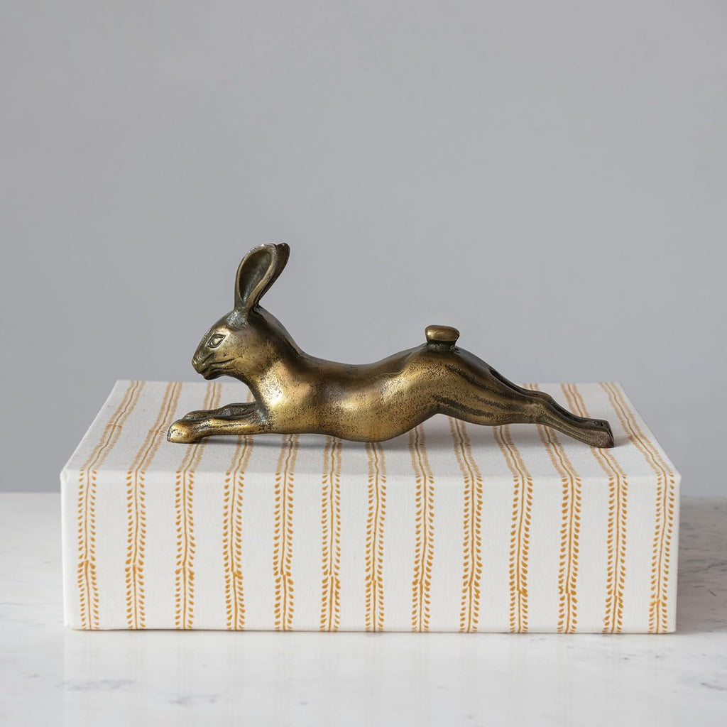 Creative Co-Op Decorative Embossed Aluminum Rabbit, Antique Brass