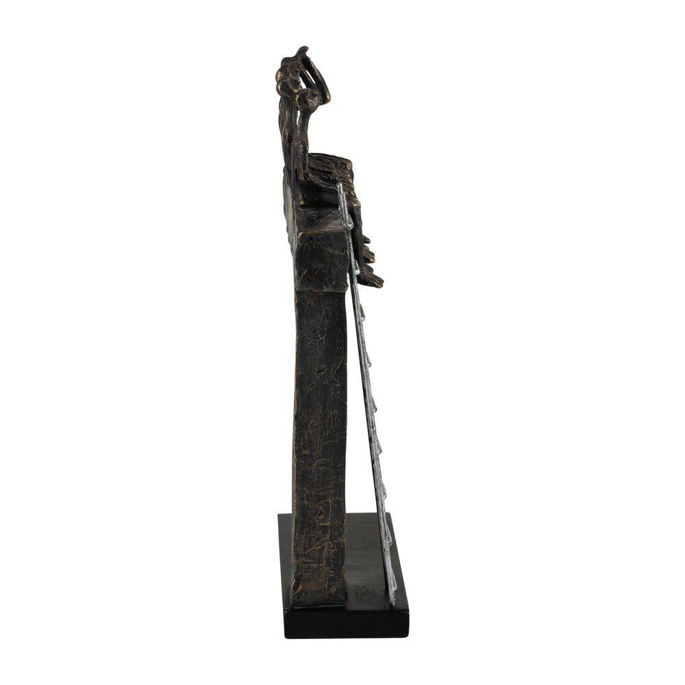 Bronze 9 In. X 15 In. Resin People on Ledge Sculpture