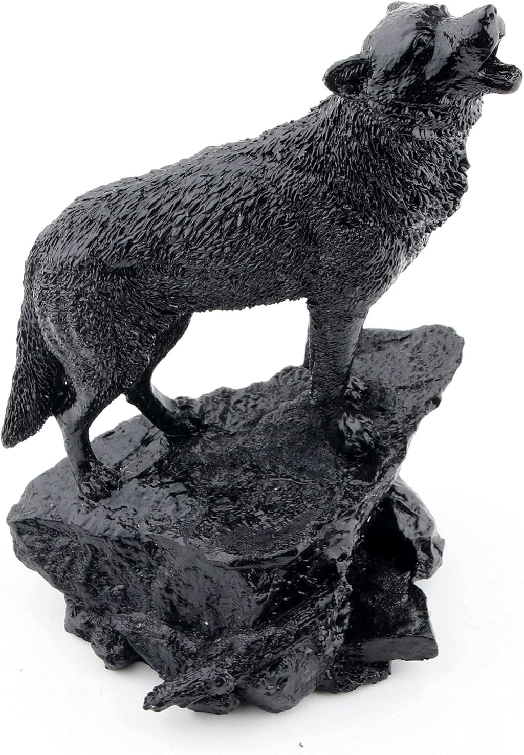 Wildlife Howling Wolf Statue and Figurine Black Wolf Sculpture for Home Decor