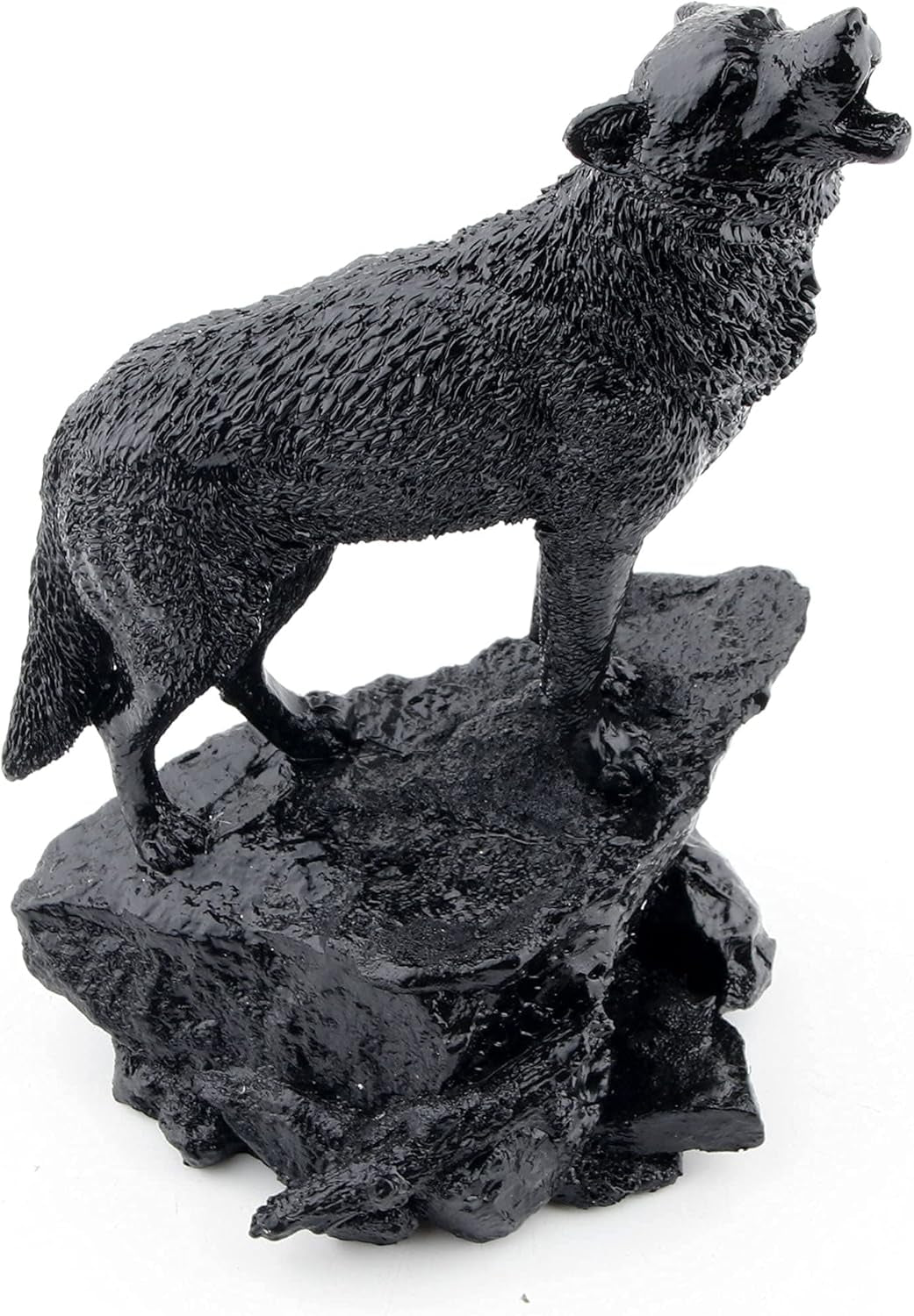 Wildlife Howling Wolf Statue and Figurine Black Wolf Sculpture for Home Decor