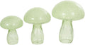 Deco 79 Glass Mushroom Decorative Sculpture Textured Home Decor Statues, Set of 3 Accent Figurines 12", 10", 8"H, Green