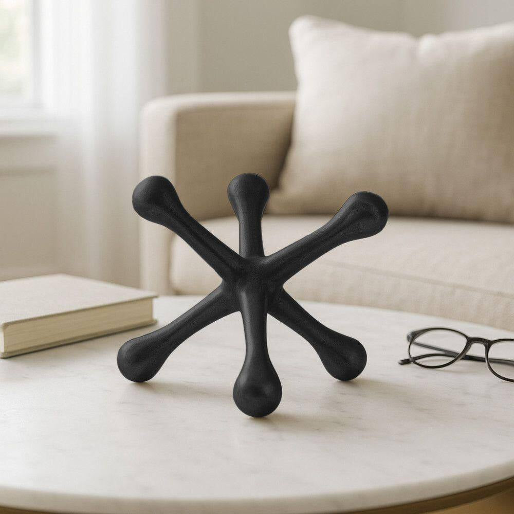 Black 8 In. X 6 In. Metal Jacks Abstract Sculpture