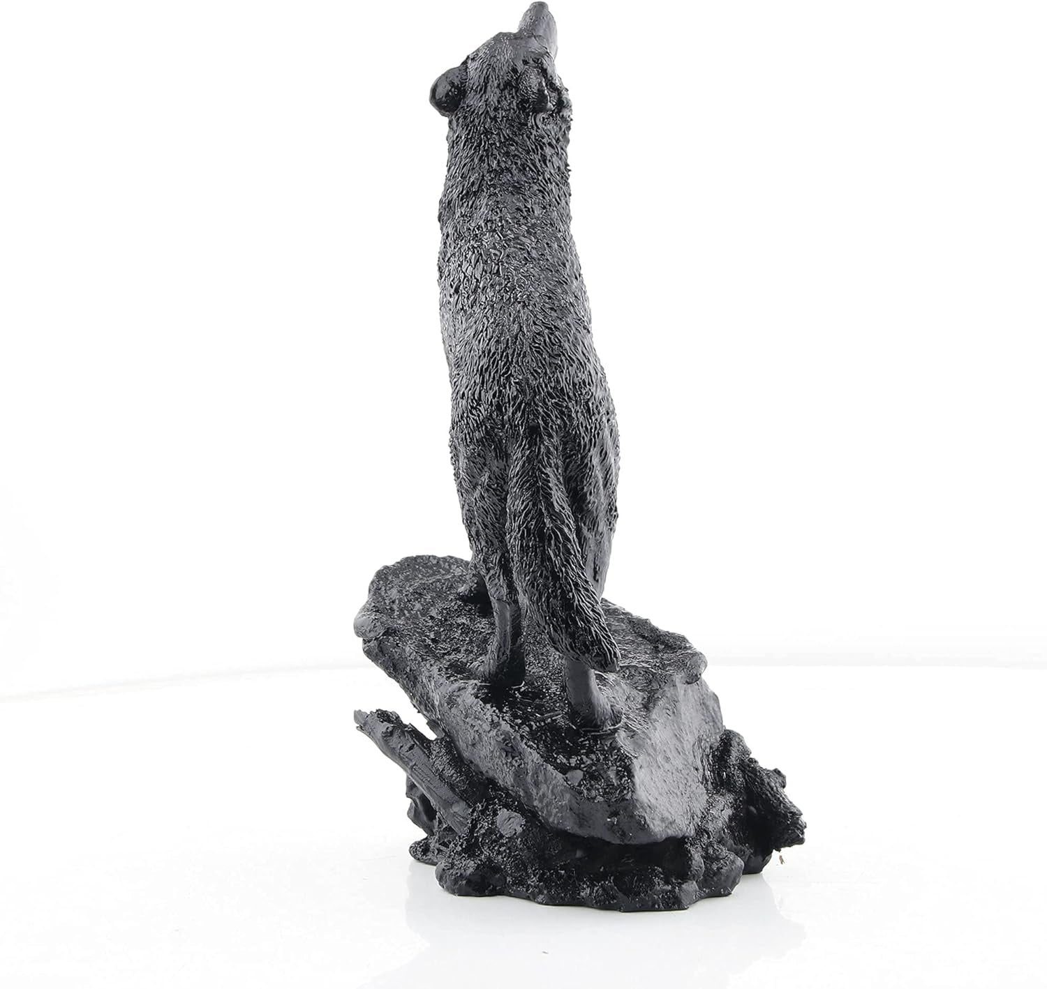 Wildlife Howling Wolf Statue and Figurine Black Wolf Sculpture for Home Decor