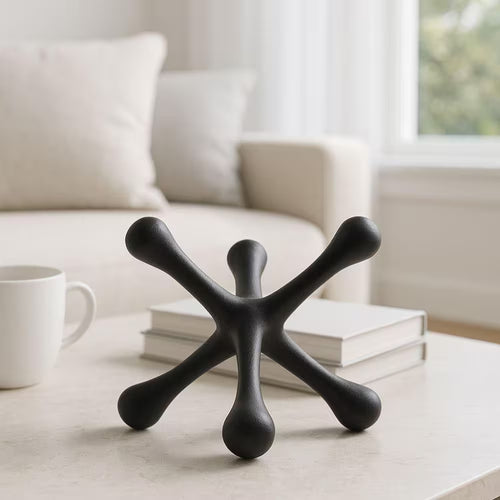 Black 8 In. X 6 In. Metal Jacks Abstract Sculpture