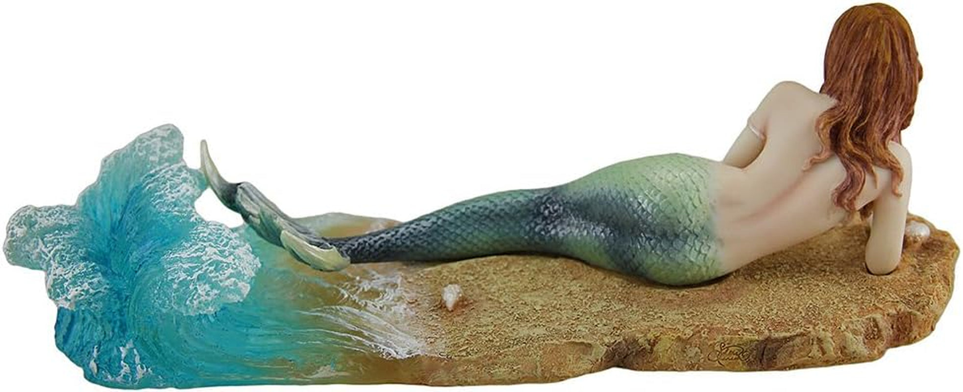 Zeckos Veronese Resin Statues Waiting by Selina Fenech Mermaid Laying on the Beach Statue 10.25 X 3.5 X 4.5 Inches Multicolored