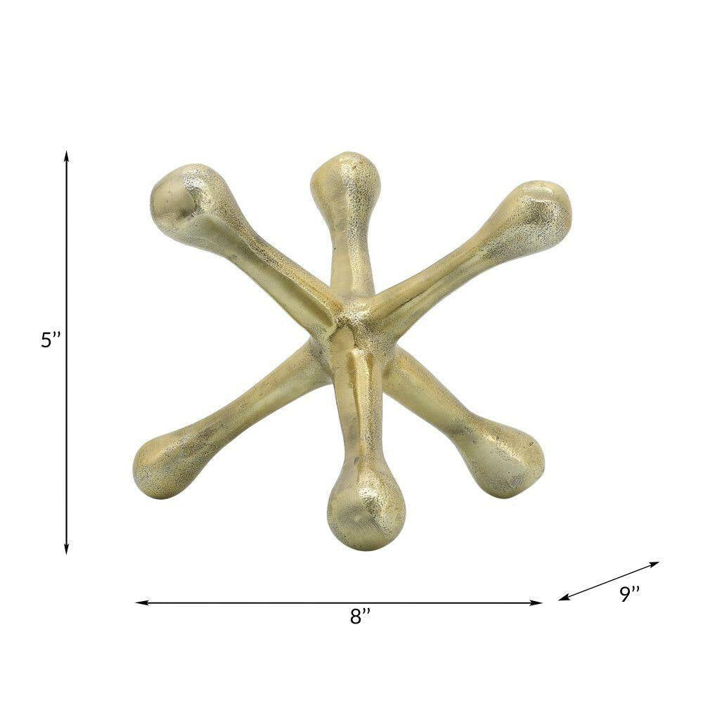 Gold 8 In. X 5 In. Metal Jacks Abstract Sculpture