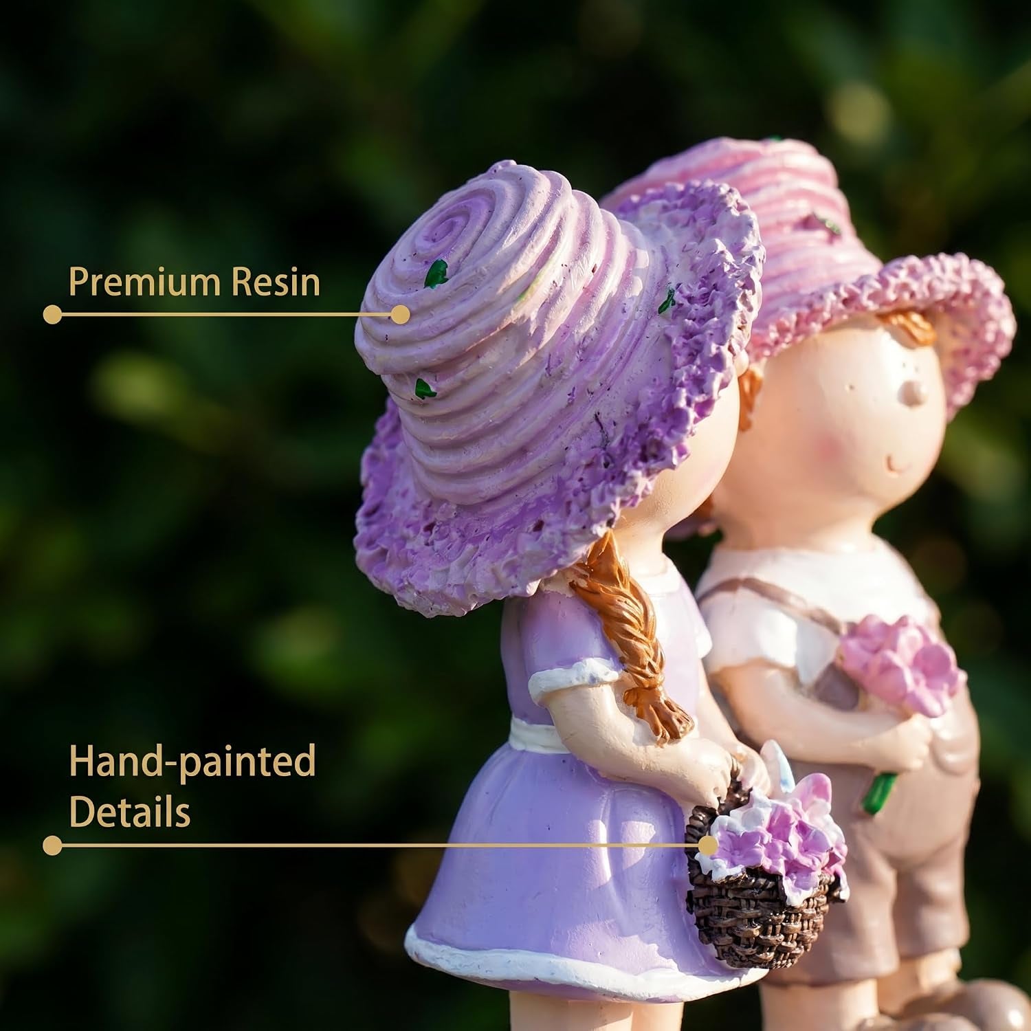 Miniature People Figurines Romantic Couple Statue, Set of 2 Resin Garden Sculptures & Statues, Mini Decorative Figurines for Valentine'S Day Spring Garden Decor for Patio Lawn Yard Decoration