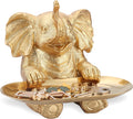 Gold Elephant Statue for Home Decor Accents Living Room Bookshelf TV Stand Office. Trinket Dish. Retirement Appreciation Gift -Gift for Mom Boss Co-Workers, Teachers, Nurse, Friends, Wife, Sister