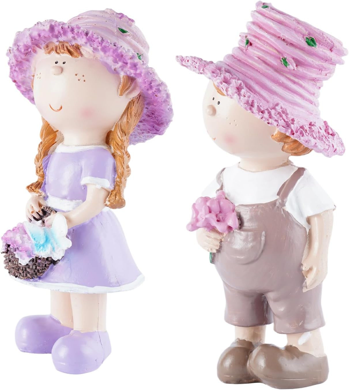 Miniature People Figurines Romantic Couple Statue, Set of 2 Resin Garden Sculptures & Statues, Mini Decorative Figurines for Valentine'S Day Spring Garden Decor for Patio Lawn Yard Decoration