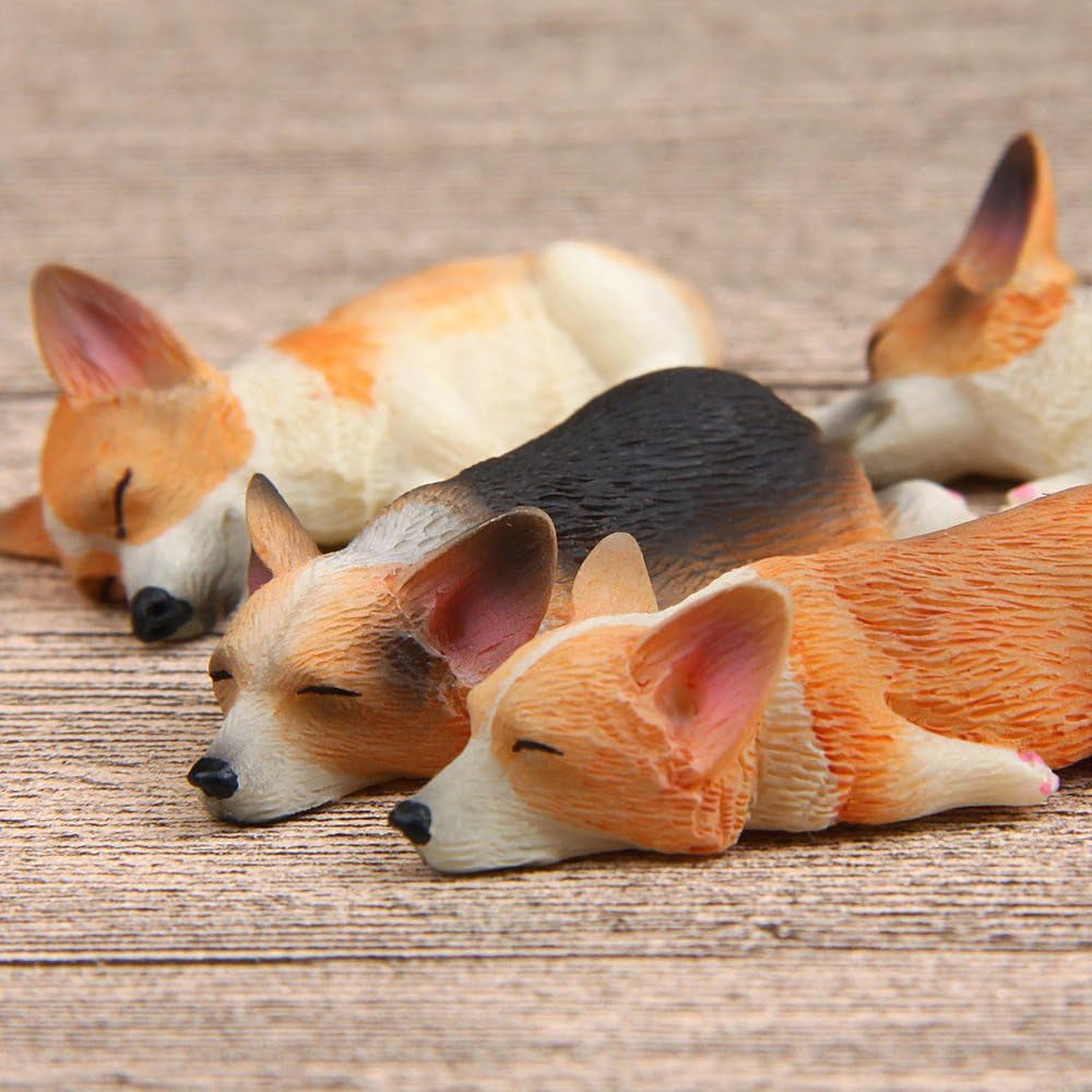 Mini Resin Randomly Ornaments Corgi Dog Figurines Pack of 4