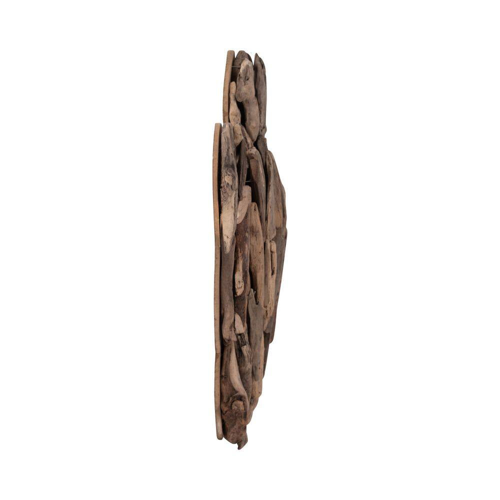 Brown 16 In. X 3 In. Driftwood Coastal Turtle Figurine Handcrafted Sculpture