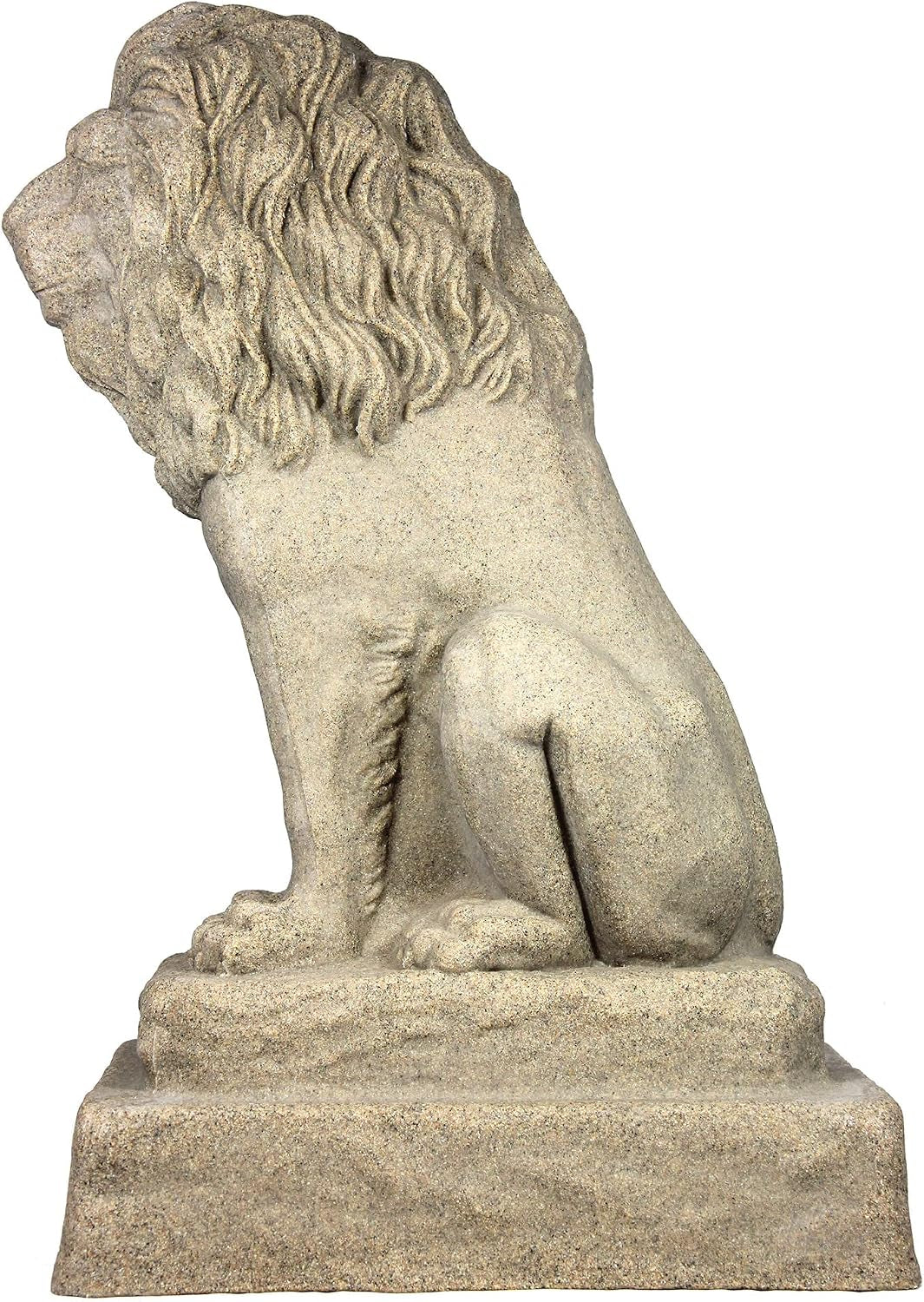 Guardian Lion Statue – Natural Sandstone Appearance – Made of Resin – Lightweight – 28” Height