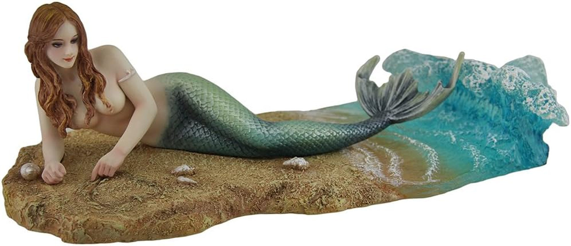 Zeckos Veronese Resin Statues Waiting by Selina Fenech Mermaid Laying on the Beach Statue 10.25 X 3.5 X 4.5 Inches Multicolored
