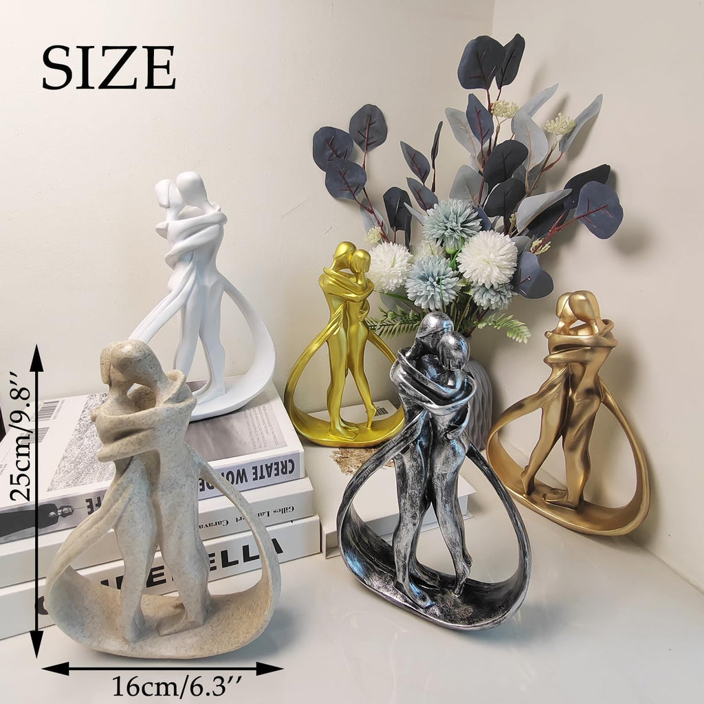 Couple Sculptures for Home Decor, Anniversary Statue Gifts, Hugging Couple Figurines, Modern Romantic Sculptures for Living Room, Bedroom, Office Decor (Rose Gold)