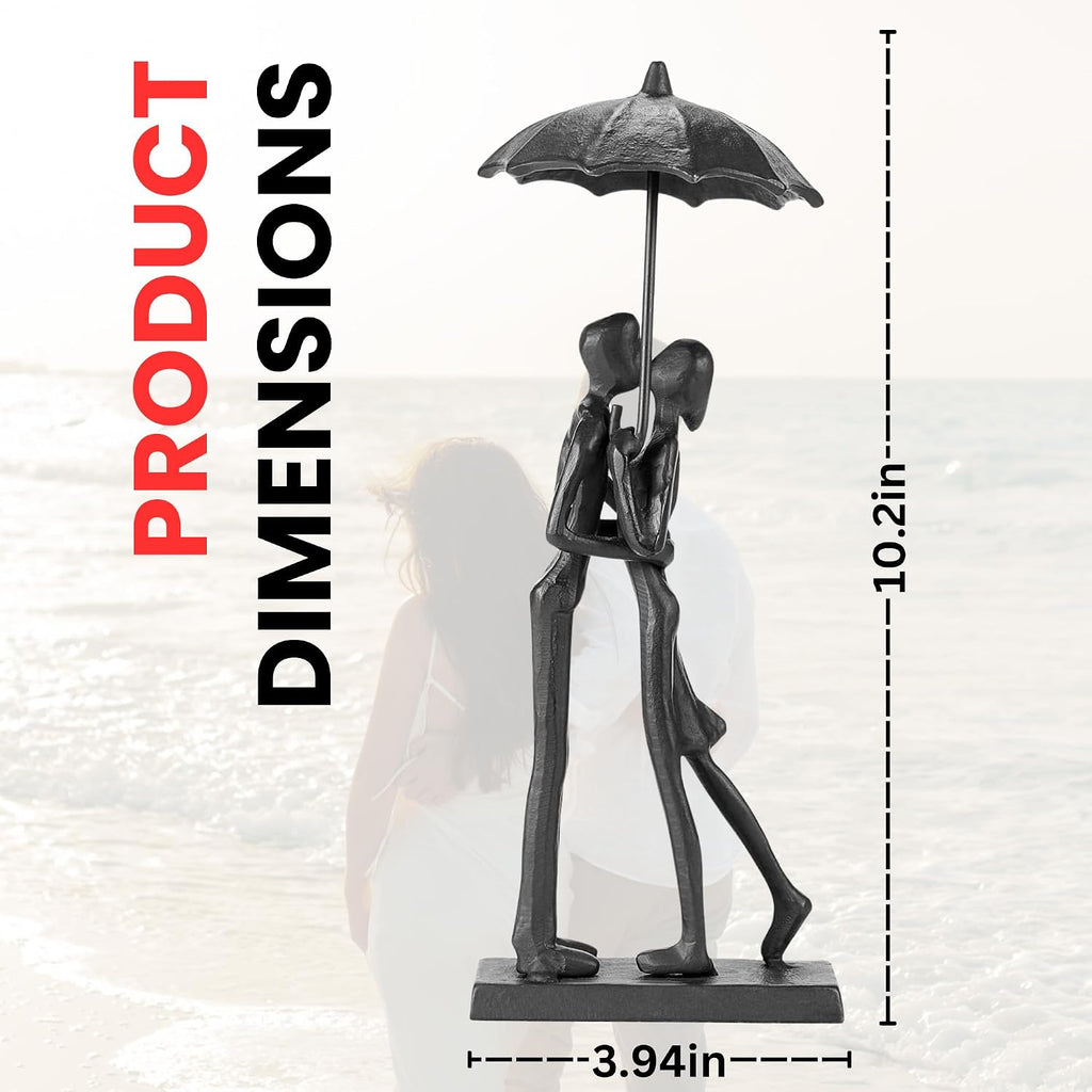 Modern Sculptures Home Decor Affectionate Couple Statue Kissing under Umbrella Figurine Statues for Bedroom Décor Hand Sculptures for Living Room Romantic Figurines