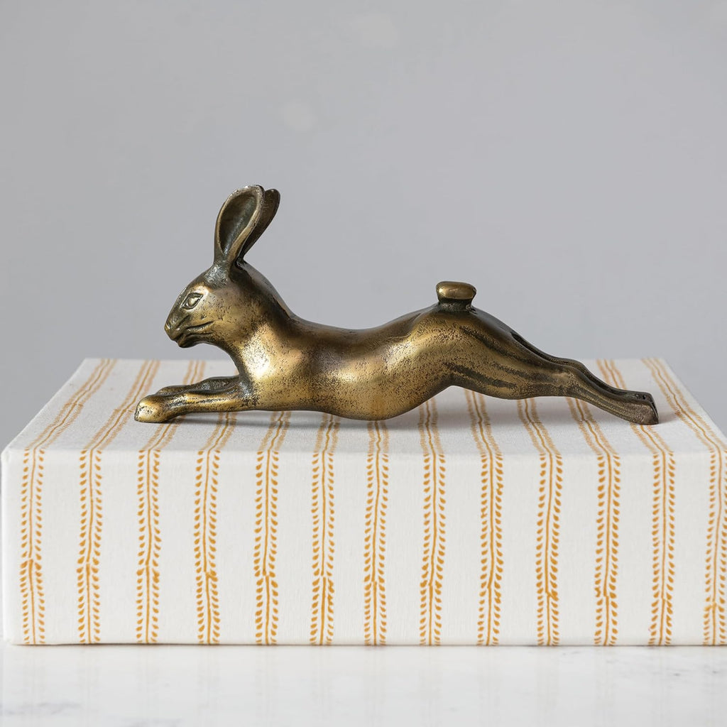 Creative Co-Op Decorative Embossed Aluminum Rabbit, Antique Brass