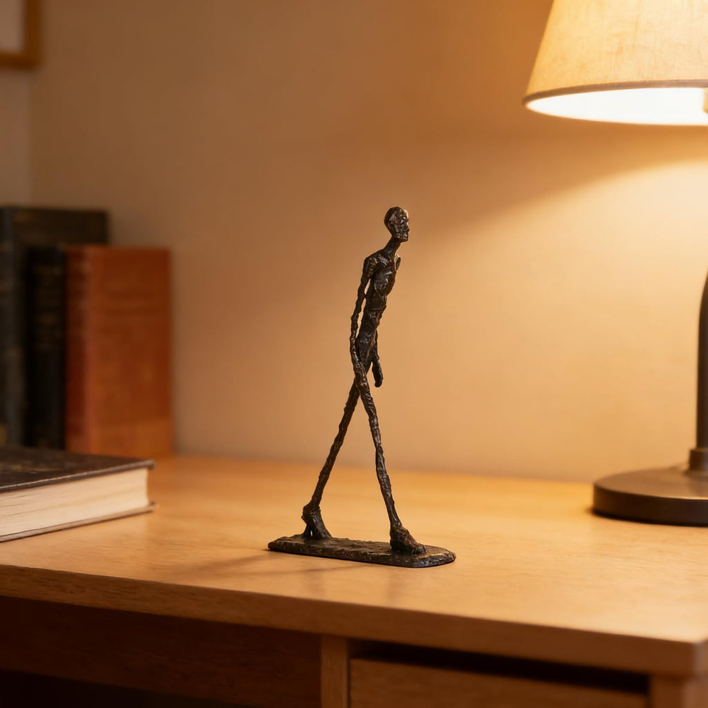 14.8" H Bronze Walking Man Statue by Giacometti Replica Famous Abstract Sculpture Home Decor