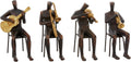 Deco 79 Polystone Musician Decorative Sculpture Home Decor Statues with Gold Instruments, Set of 4 Accent Figurines 5"W, 8"H, Brown