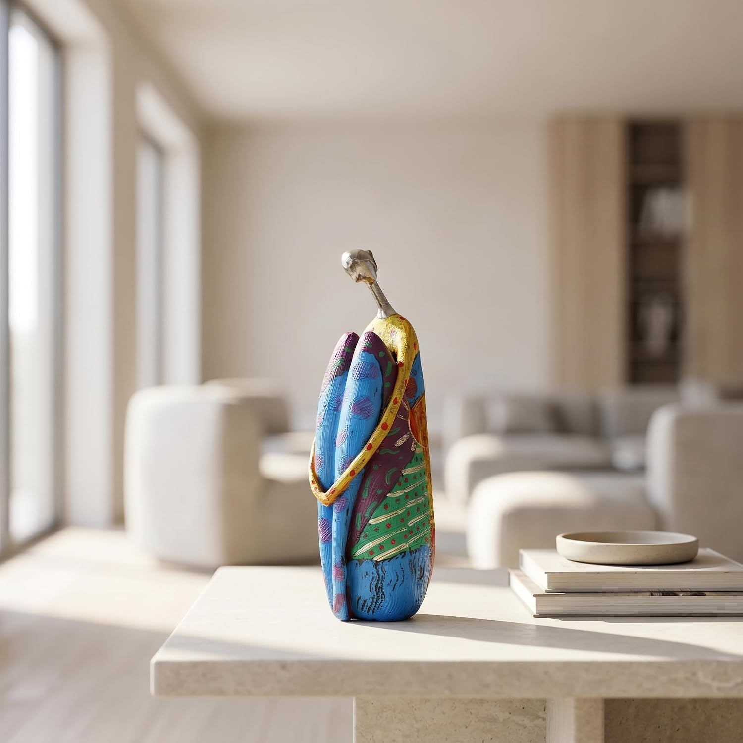 Colorful Abstract Women Figurines Sculptures Home Decor for Shelves Yoga Pose Art Statue Modern Home Decoration Living Room Zen Decor Tables Ornaments (Grace)