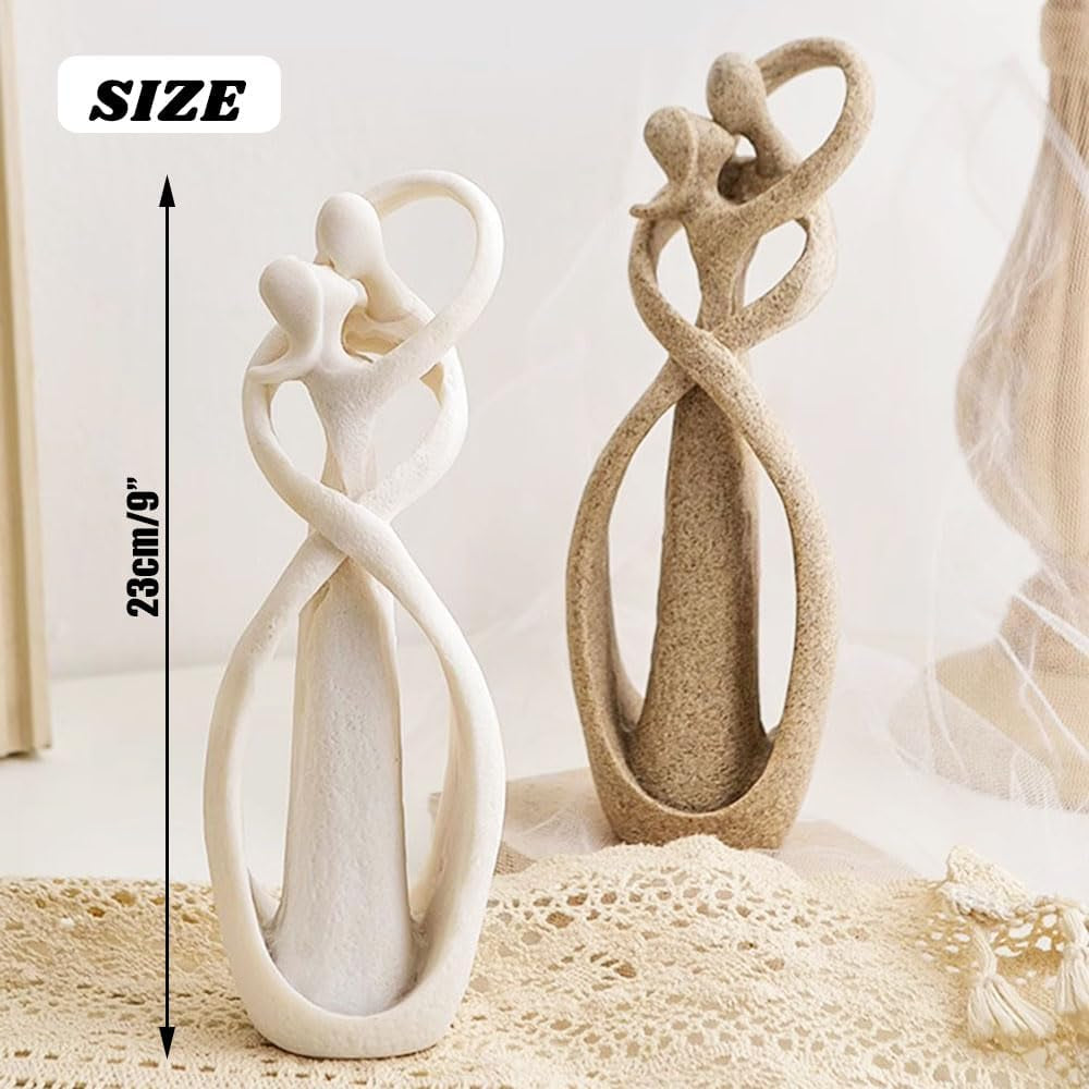 Couple Statue for Home Decor,Hugging Couple Figurines,Valentines Decor,Modern Romantic Sculptures for Living Room Bedroom Office(Sandstone)