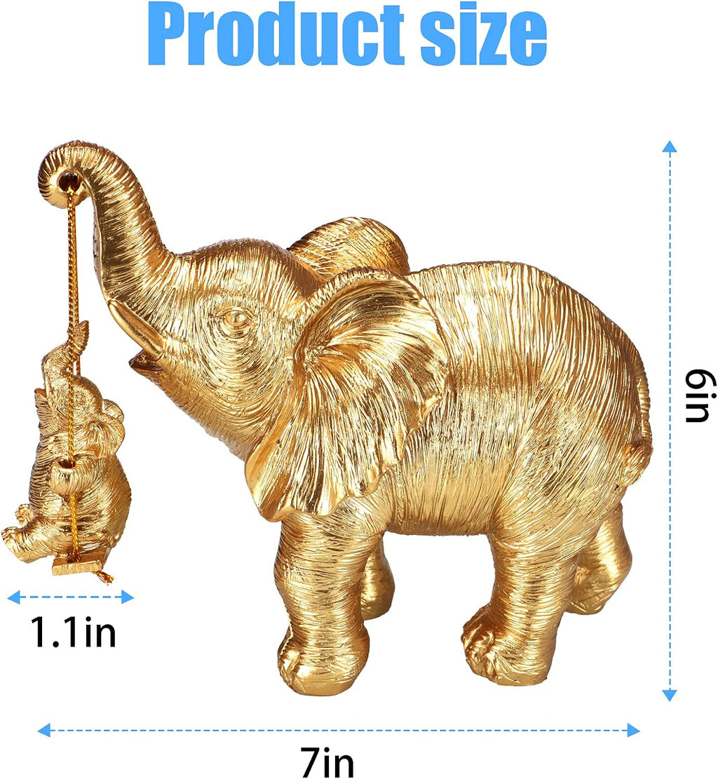 Elephant Statue. Gold Elephant Decor Brings Good Luck, Health, Strength. Elephant Gifts for Women, Mom Gifts. Decorations