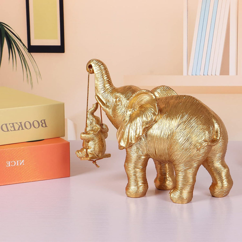 Elephant Statue. Gold Elephant Decor Brings Good Luck, Health, Strength. Elephant Gifts for Women, Mom Gifts. Decorations