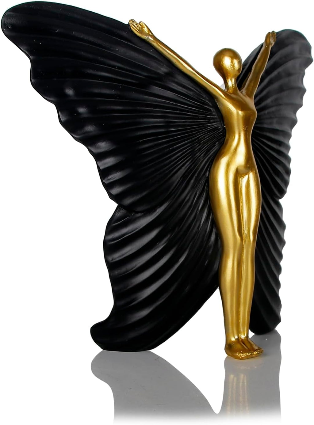Black Fairy Butterfly Statue Collectible Figurines - Fairy Butterfly Art Sculptures Abstract Modern Home Decor Accents - Resin Black Fairy Statues Gifts for Office Desktop Shelf Cabinets Coffee Table