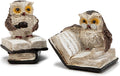 Adorable Reading Owl Statue, 2 Wise Owl Thinker Sculptures Home Decor Accents, Retro Animal Decor Owl Figurines for Living Room Bedroom Office TV Stand Tabletop Shelf Mantel, Gift for Men Birds Lover