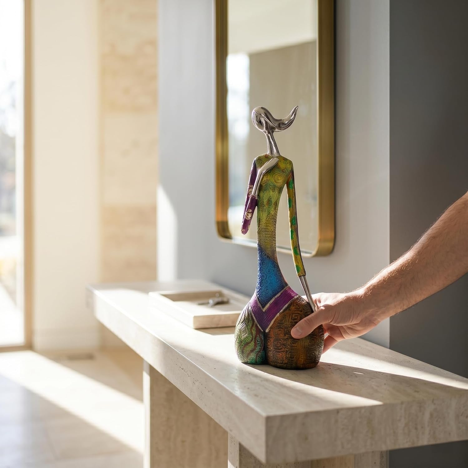 Colorful Abstract Women Figurines Sculptures Home Decor for Shelves Yoga Pose Art Statue Modern Home Decoration Living Room Zen Decor Tables Ornaments (Elegance)