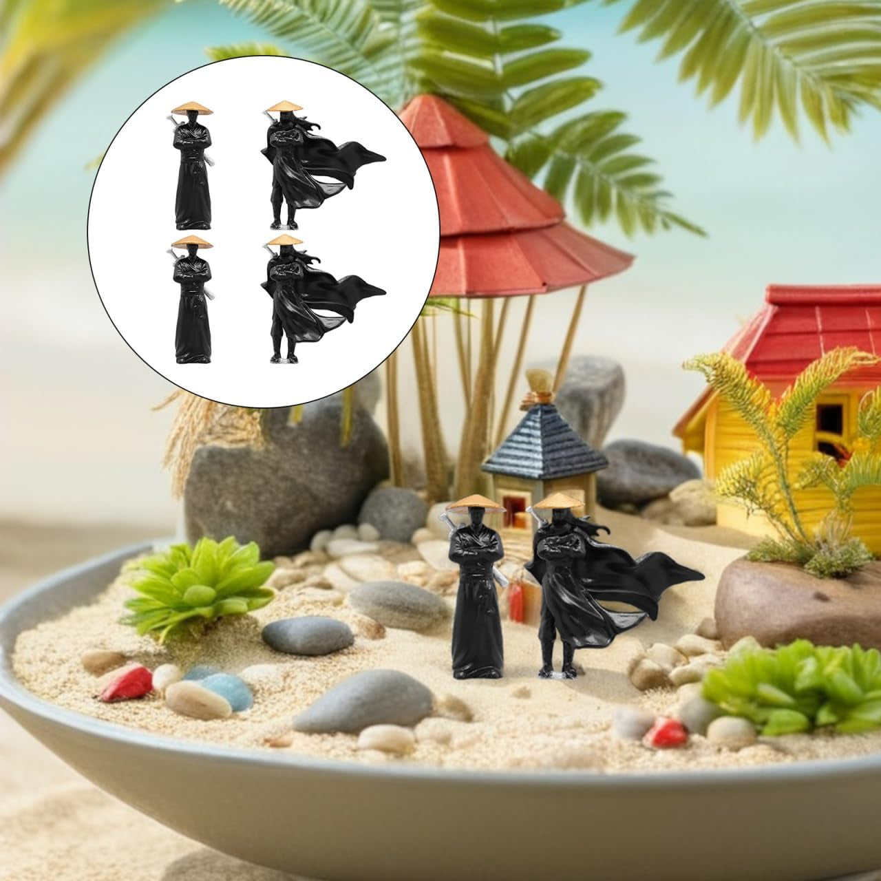 Xiake Small Ornaments Miniature Decorations Resin Ancient Chinese Figurines Micro Landscape Bonsai Decor 1.97 Inch Garden Sculptures