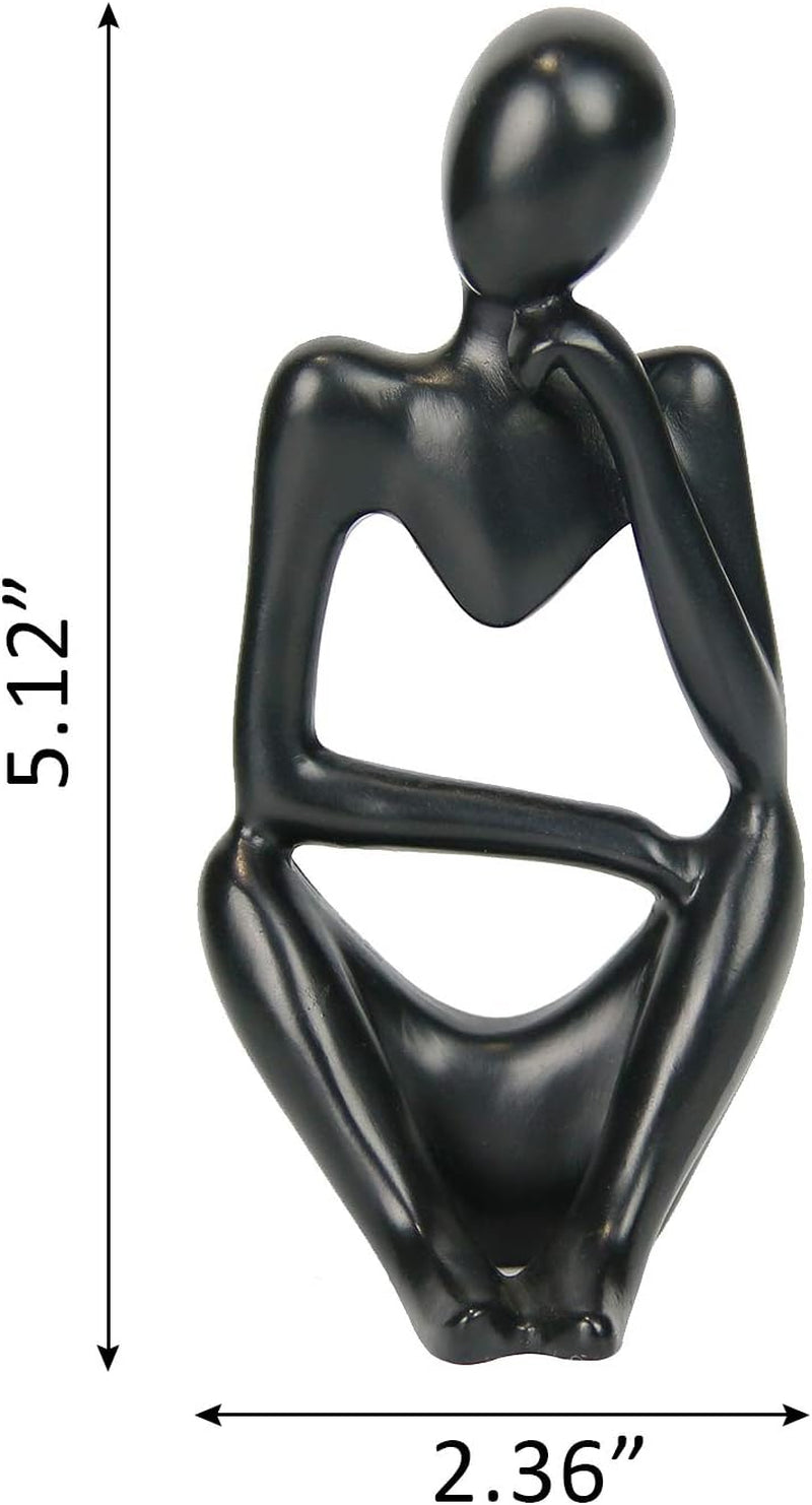 Resin Statue Thinker Style Decoration Abstract Sculptures Collectible Figurines for Home Decor Modern Office Shelf Desktop (Black-Right)