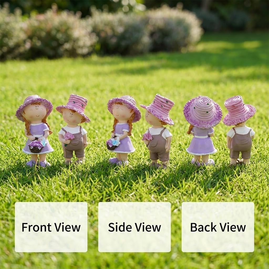 Miniature People Figurines Romantic Couple Statue, Set of 2 Resin Garden Sculptures & Statues, Mini Decorative Figurines for Valentine'S Day Spring Garden Decor for Patio Lawn Yard Decoration
