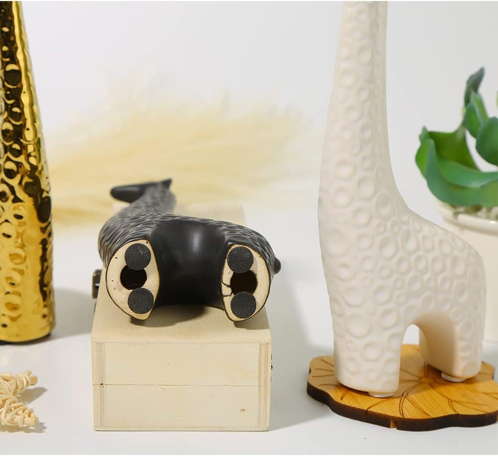 Small Animal Statues Black Giraffe Ceramic Home Decor Collectible Figurines for Shelf Desk Ornaments Living Room Bedroom Office Desktop Cabinets Decoration