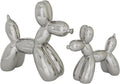 Deco 79 Porcelain Ceramic Dog Sculpture, Set of 2 Sculpture 9", 7"H, Silver | Decorative Dog Animals Balloon Home Decor Statues Statue Figurine