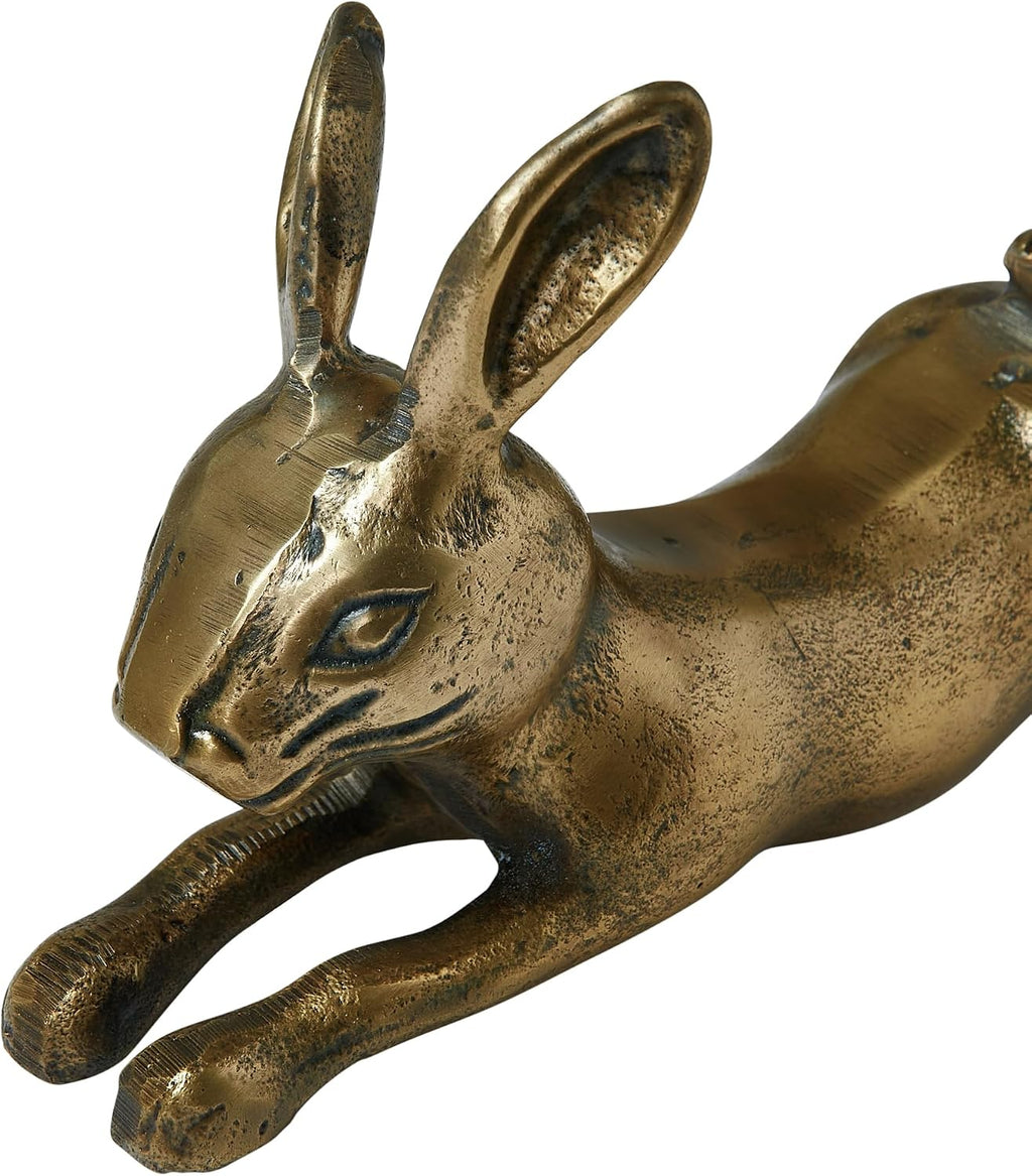 Creative Co-Op Decorative Embossed Aluminum Rabbit, Antique Brass