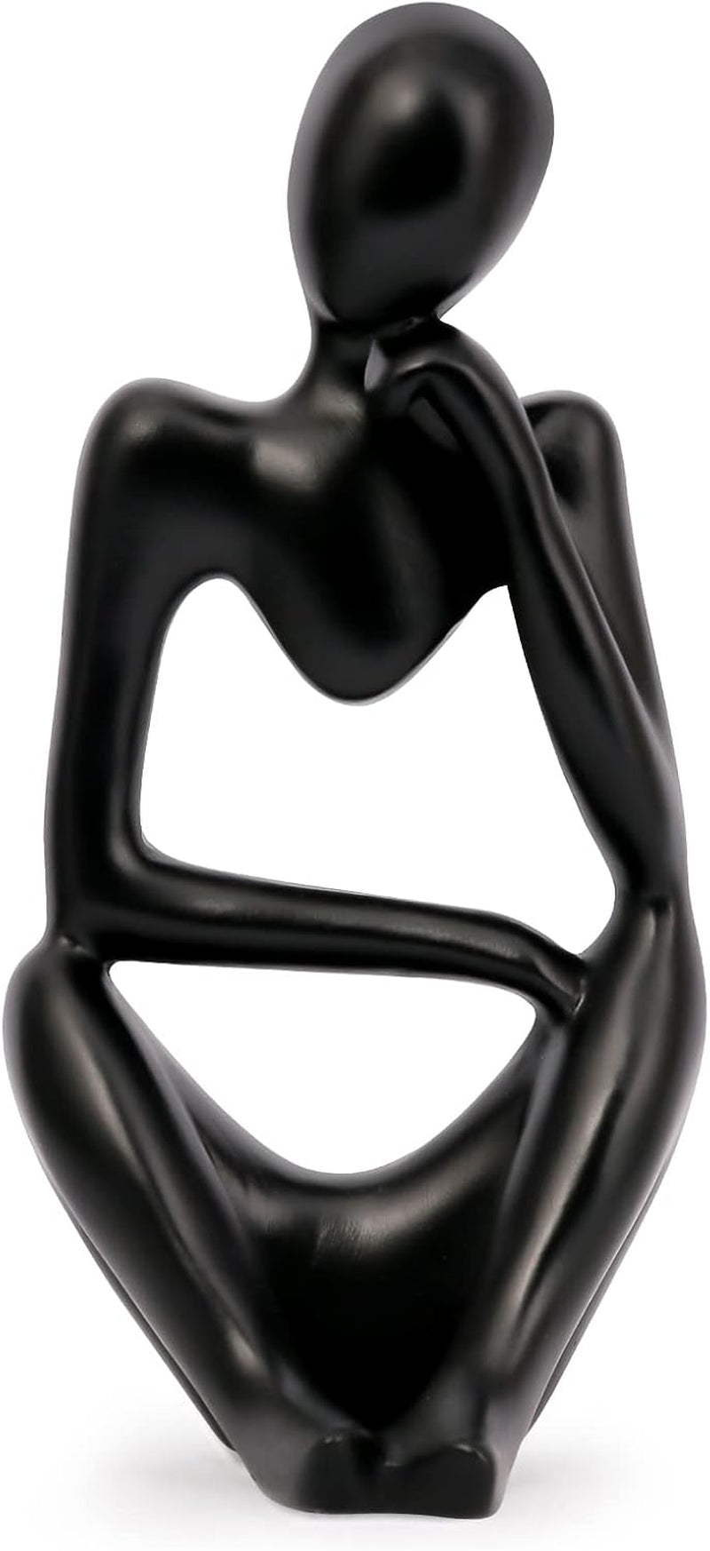 Resin Statue Thinker Style Decoration Abstract Sculptures Collectible Figurines for Home Decor Modern Office Shelf Desktop (Black-Right)