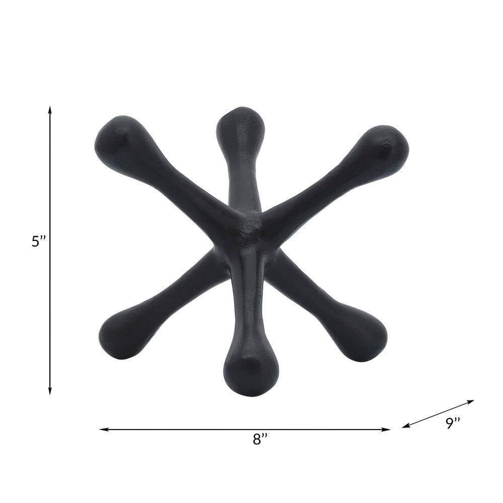 Black 8 In. X 6 In. Metal Jacks Abstract Sculpture
