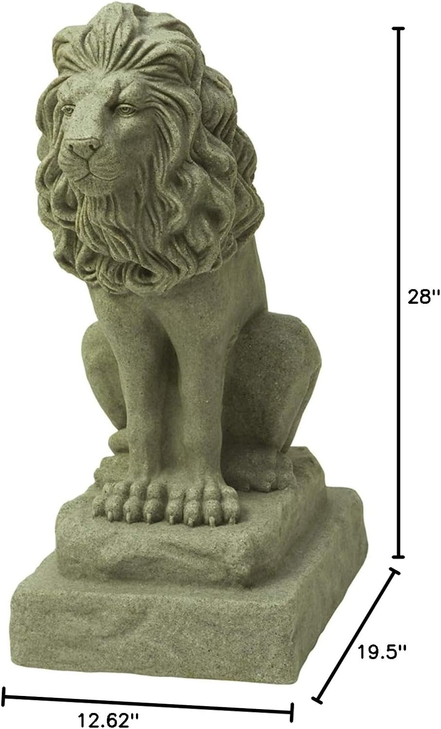 Guardian Lion Statue – Natural Sandstone Appearance – Made of Resin – Lightweight – 28” Height