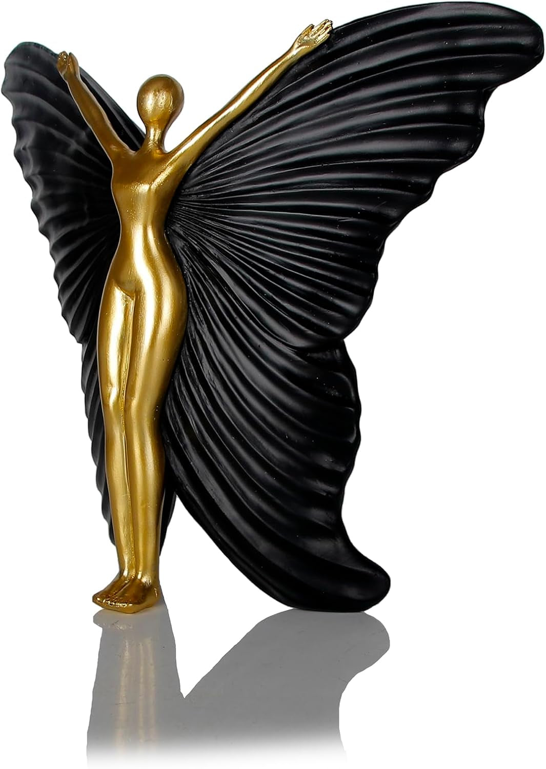Black Fairy Butterfly Statue Collectible Figurines - Fairy Butterfly Art Sculptures Abstract Modern Home Decor Accents - Resin Black Fairy Statues Gifts for Office Desktop Shelf Cabinets Coffee Table