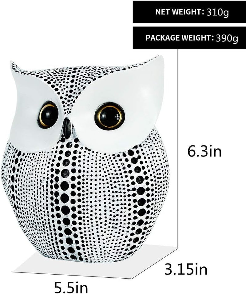 Owl Decor Statue Sculpture for Home, Office, Bookshelf,Tv Stand Decoration Resin Animal Sculpture Minimalist Style Crafts Gift for Friend or Family, Animal Lovers (Black+White)